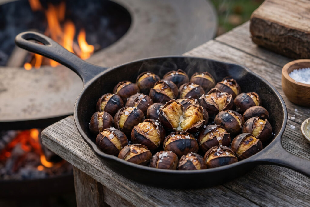 Roasted chestnuts over an open fire