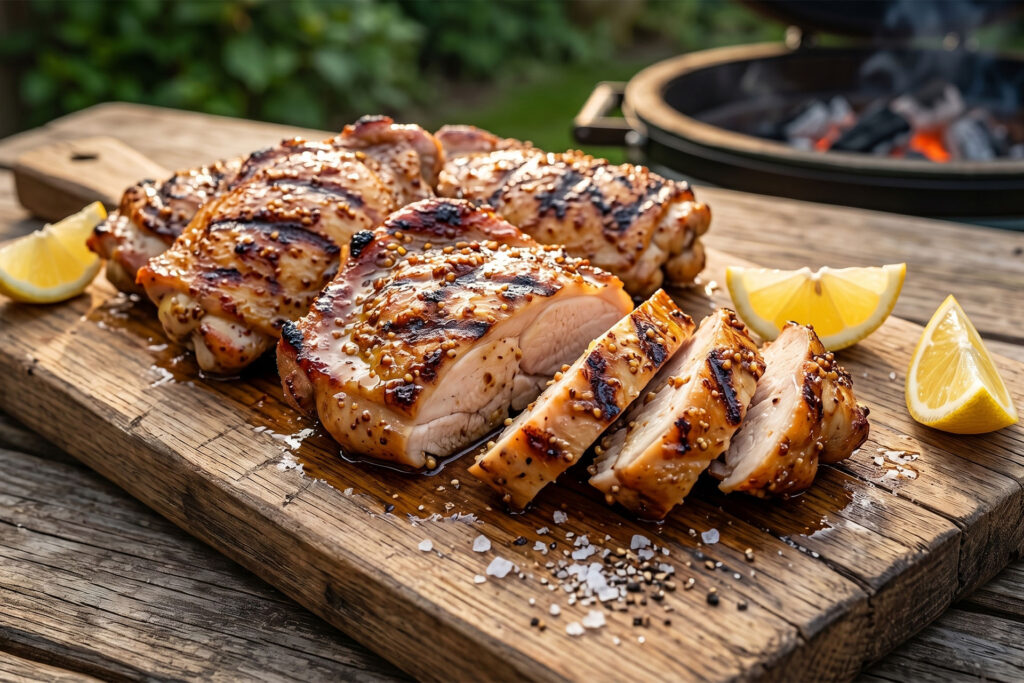 Chicken thigh fillet with honey-mustard marinade