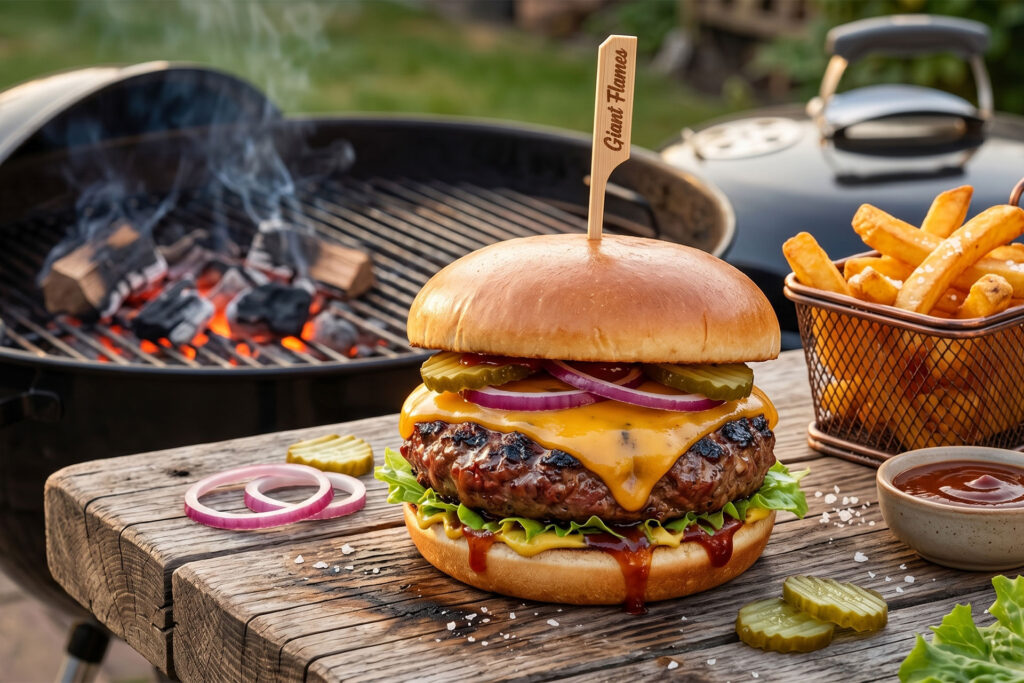Smoked cheese burger with cheddar